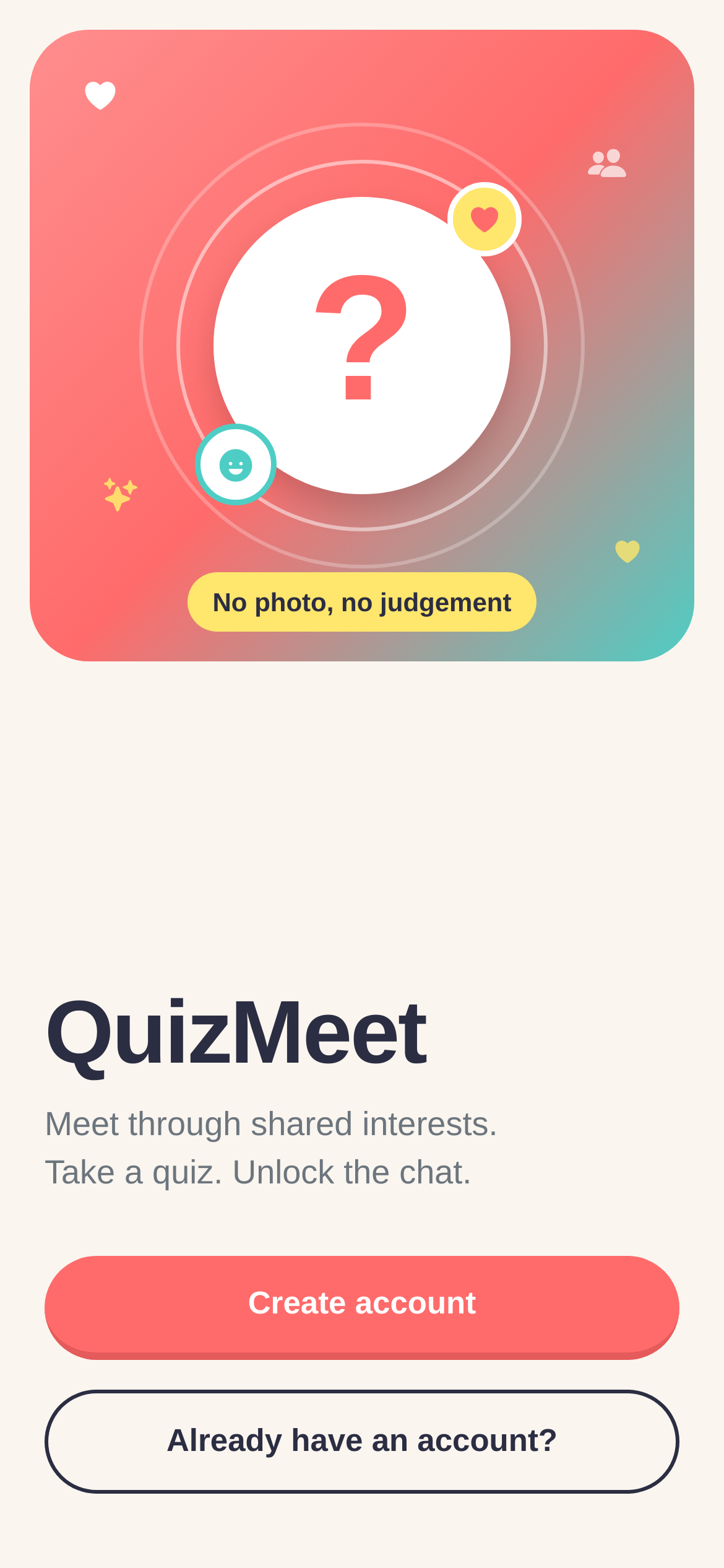 Écran d'accueil QuizMeet